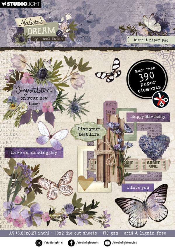 Studio Light - Stanzteile "Nature's Dream 2" Die Cut Block - 20 Bogen