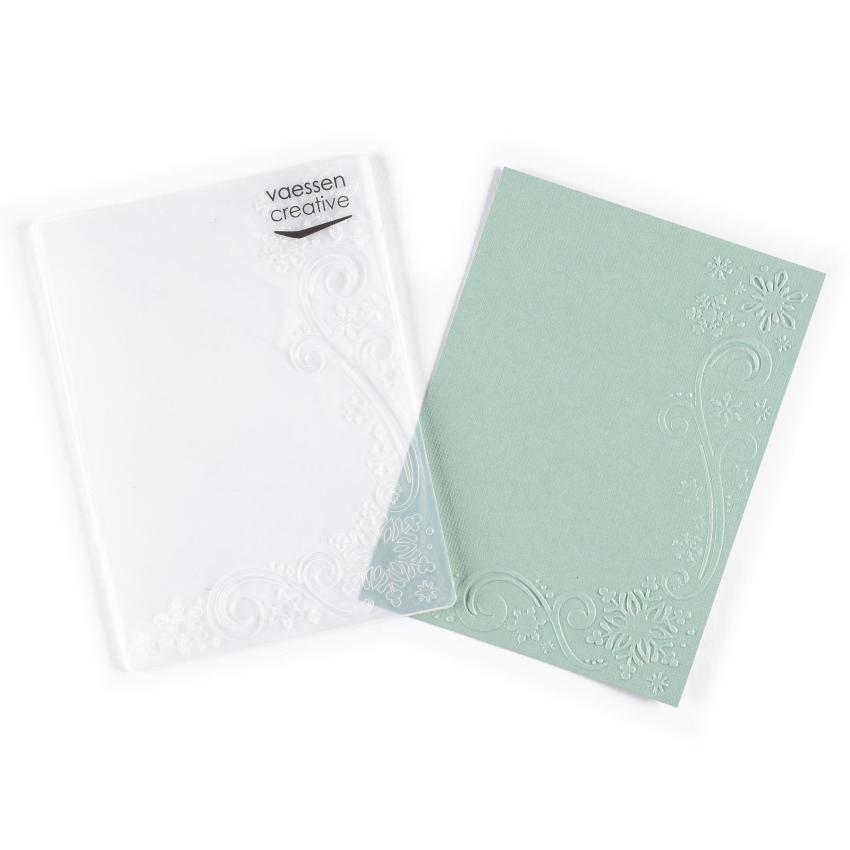 Vaessen Creative - Prägefolder "Schneeflocken und Schriftrolle" Embossingfolder