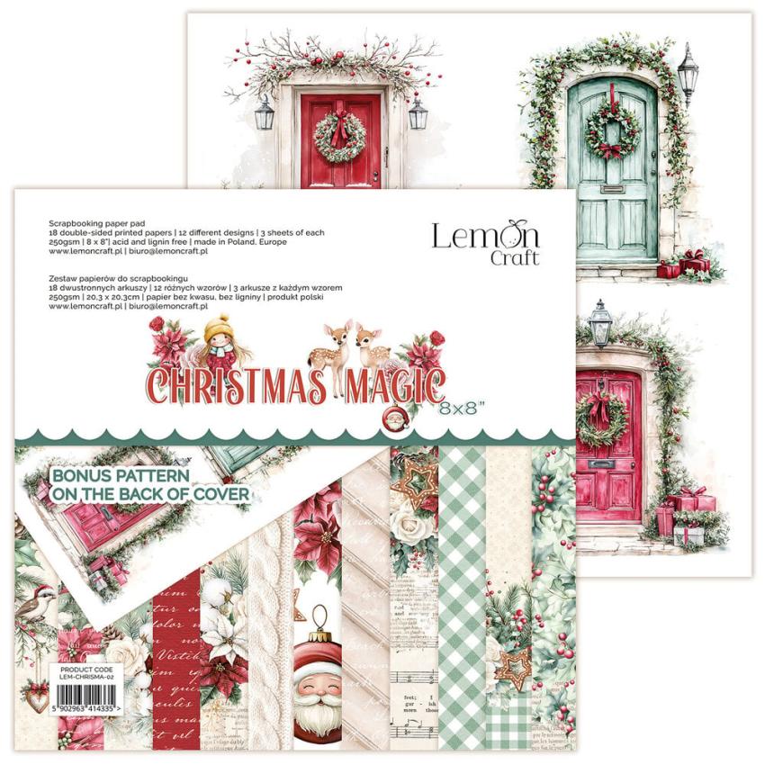 LemonCraft - Designpapier "Christmas Magic" Paper Pad 8x8 Inch - 12 Bogen