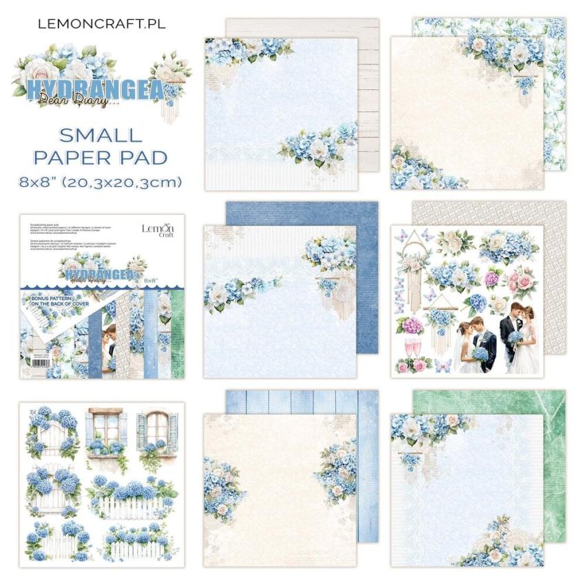 LemonCraft - Designpapier "Dear Diary Hydrangea" Paper Pad 8x8 Inch - 12 Bogen