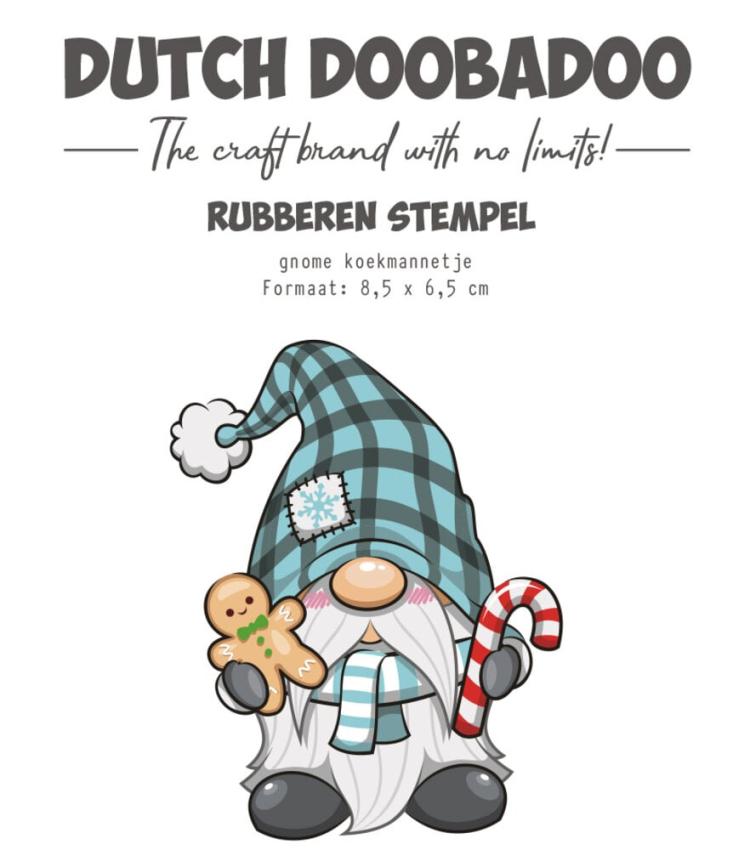 Dutch Doobadoo - Gummistempel "Gnome Gingerbread Man" Rubber Stamp 8,5x6,5cm