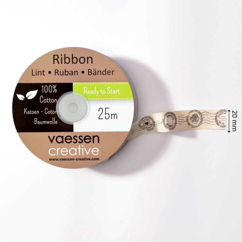 Vaessen Creative - Ribbonband "Postmark" 20mmx25m