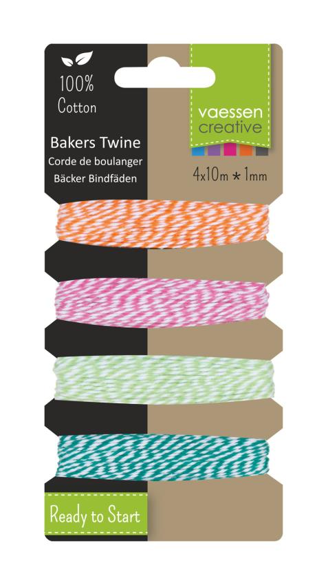 Vaessen Creative - Band "Orange-Pink-Green-Turquoise" Bakers Twine 4x10m