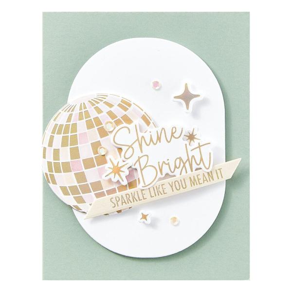 Spellbinders - Buchdrucktechnik "Shine Bright Sentiment Strips" BetterPress Plate & Dies