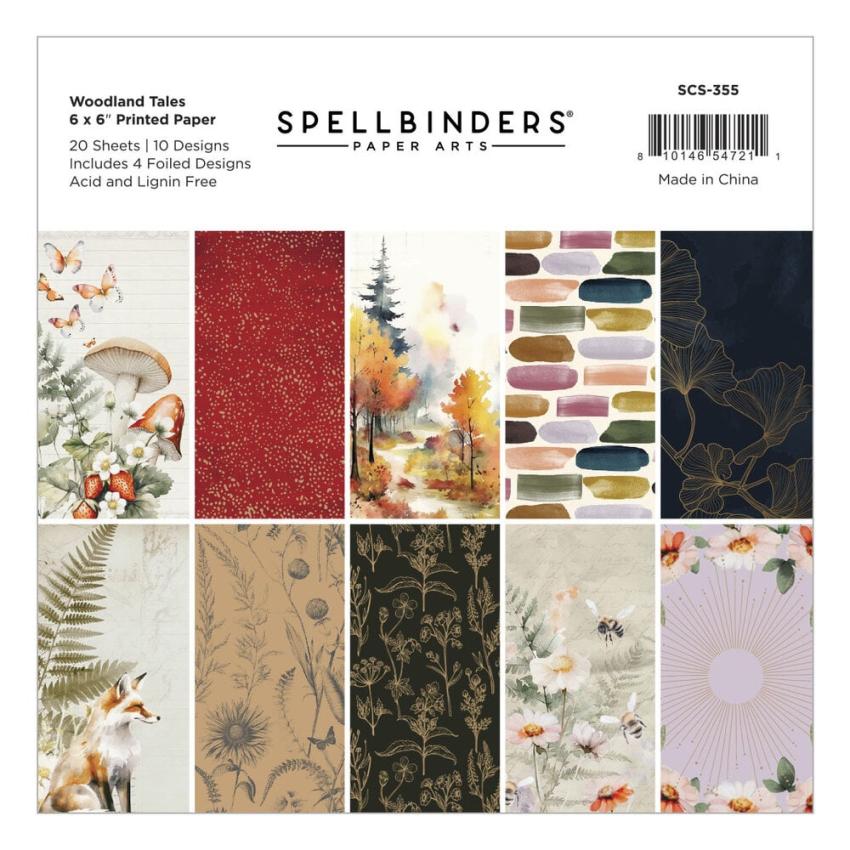 Spellbinders - Designpapier "Woodland Tales" Paper Pack 6x6 Inch - 20 Bogen