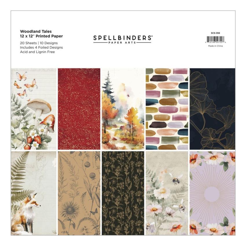 Spellbinders - Designpapier "Woodland Tales" Paper Pack 12x12 Inch - 20 Bogen