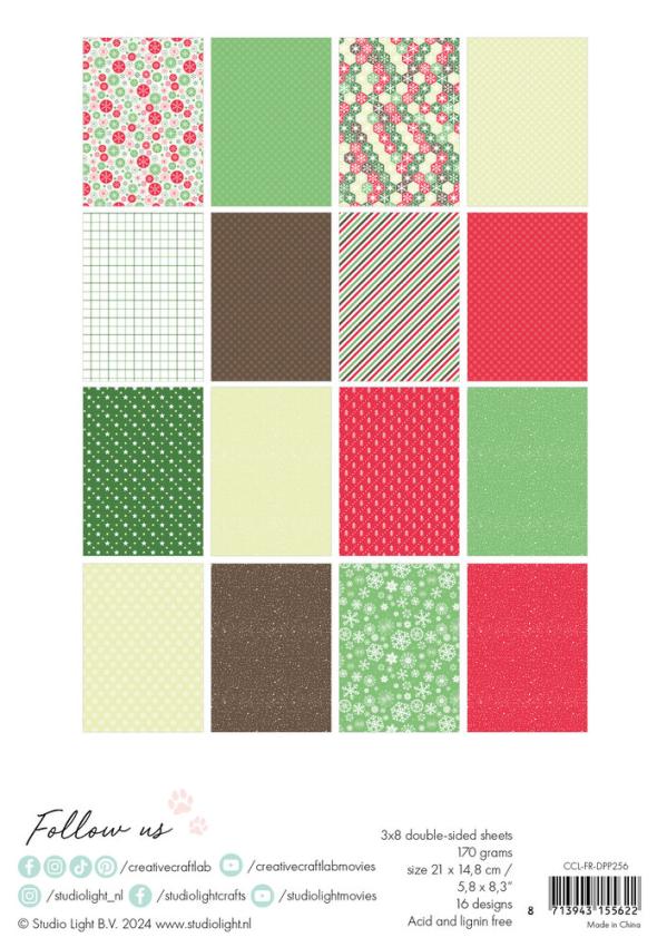 Creative Craft Lab - Studio Light - Friendz Designpapier "Home For Xmas" Paper Pack 21x14,8 cm - 24 Bogen