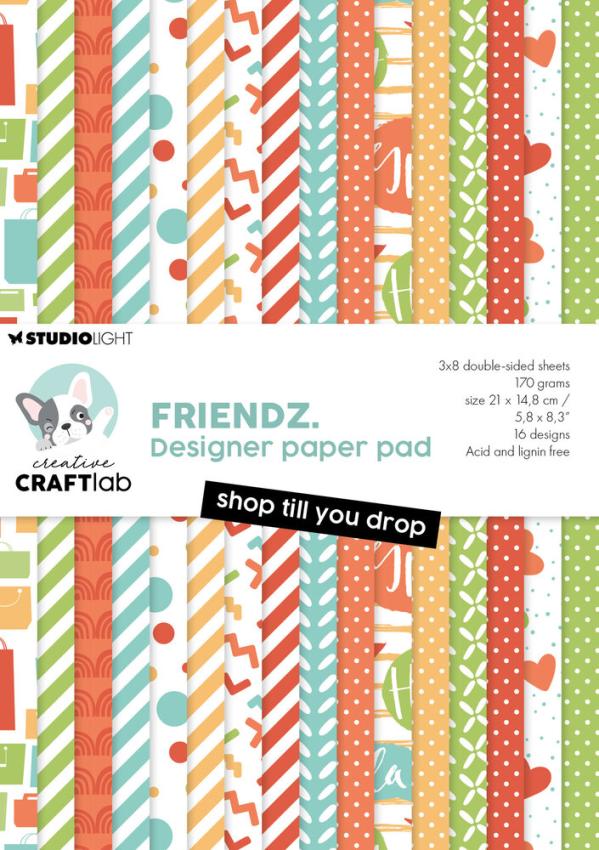 Creative Craft Lab - Studio Light - Friendz Designpapier "Shop Till You Drop " Paper Pack 21x14,8 cm - 24 Bogen