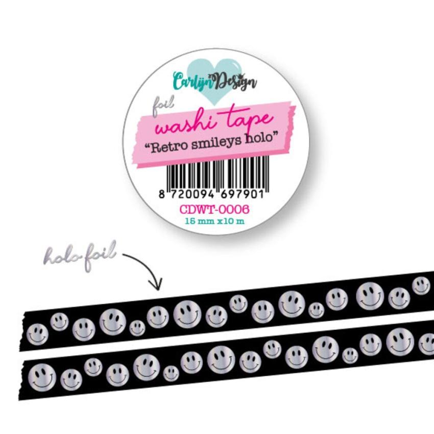 Carlijn Design - Decorative Tape "Retro Smileys Holo" Washi Tape