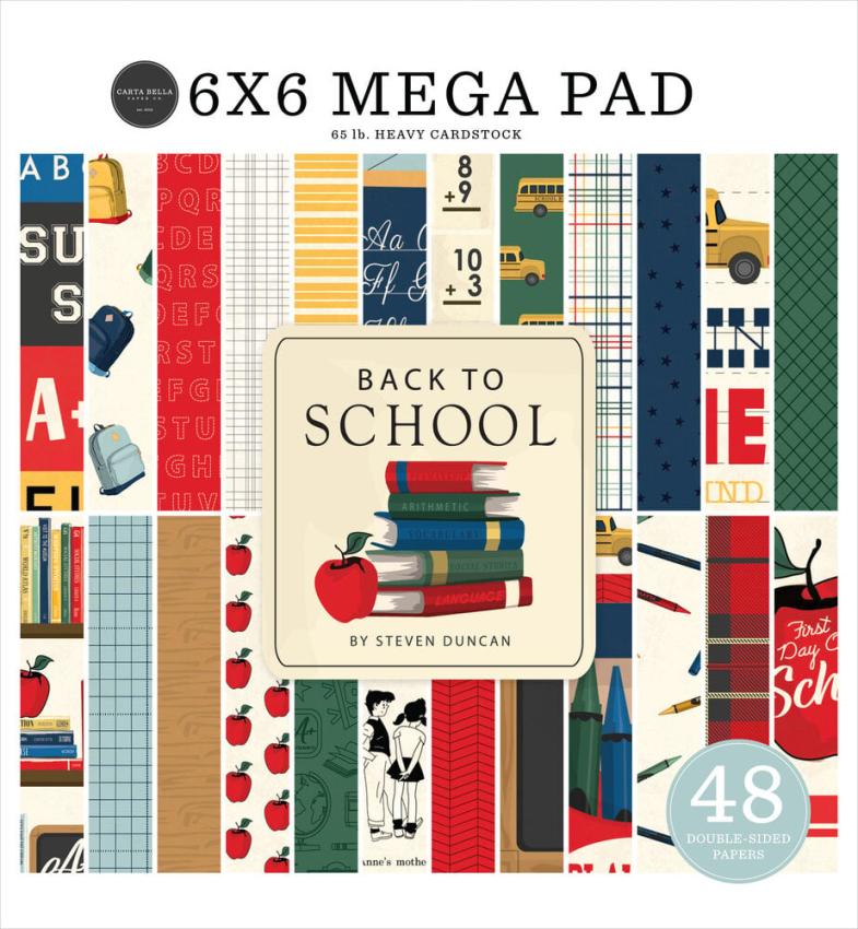 Carta Bella - Designpapier "Back To School" Cardmakers Mega Pad 6x6 Inch - 48 Bogen