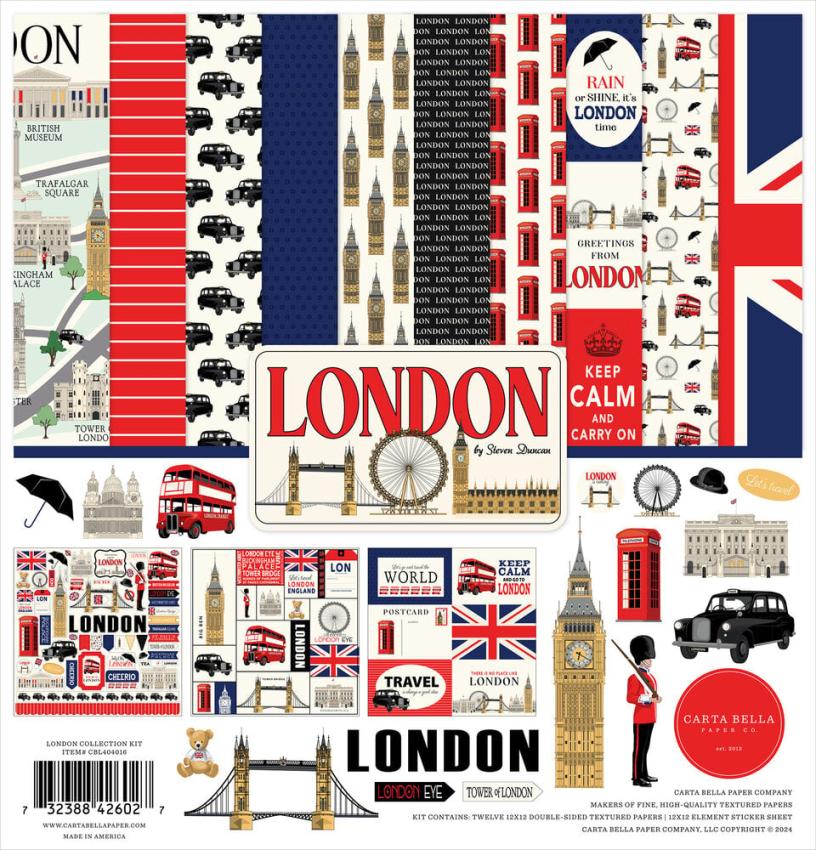 Carta Bella - Designpapier "London" Collection Kit 12x12 Inch - 12 Bogen  