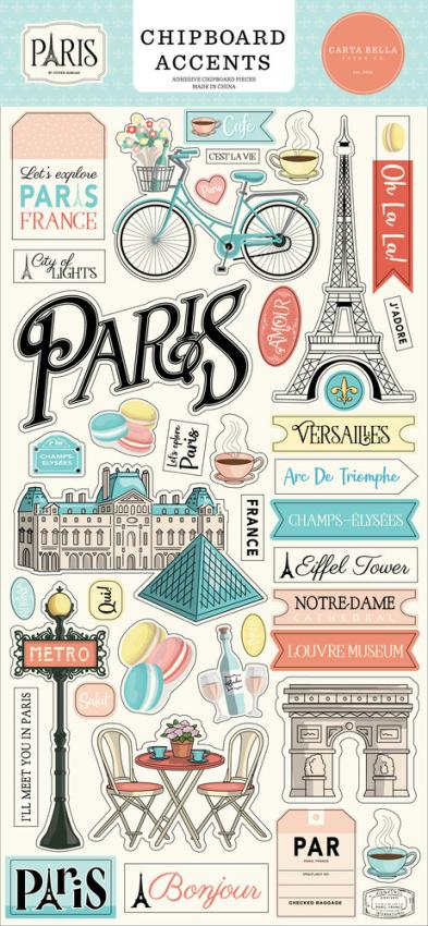 Carta Bella - Chipboard Sticker 6x13 Inch "Paris "