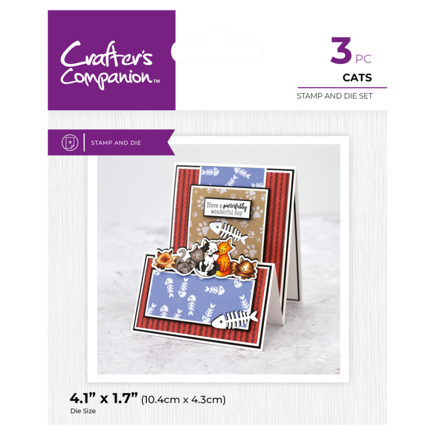 Crafters Companion - Stempelset & Stanzschablone "Cats" Stamp & Dies