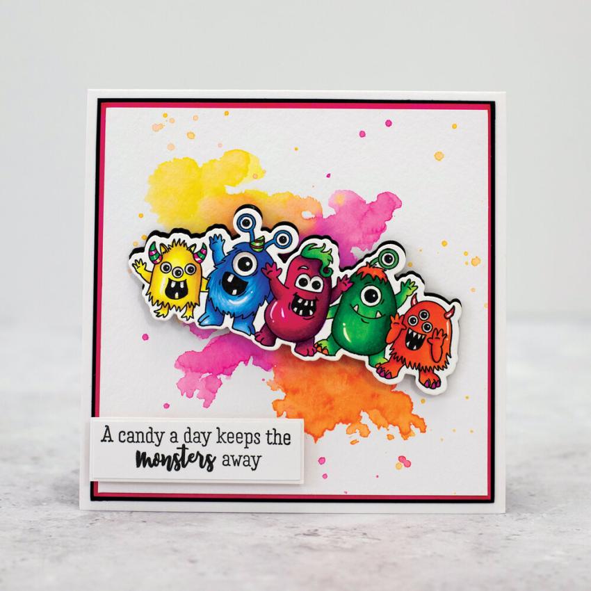 Crafters Companion - Stempelset & Stanzschablone "Monsters" Stamp & Dies