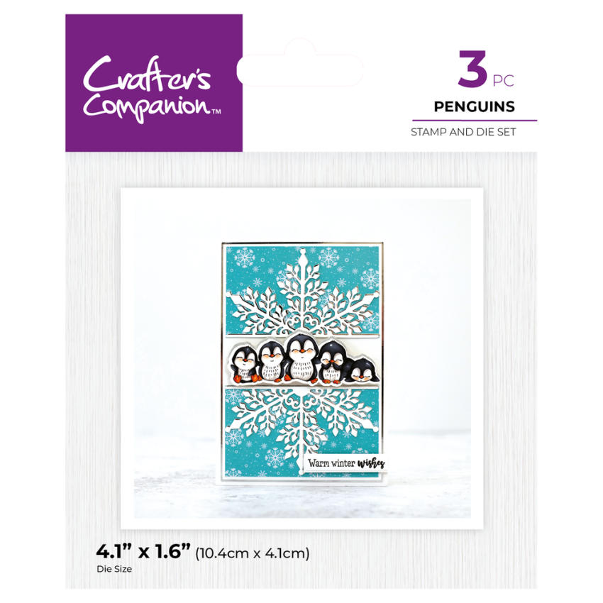 Crafters Companion - Stempelset & Stanzschablone "Penguins" Stamp & Dies