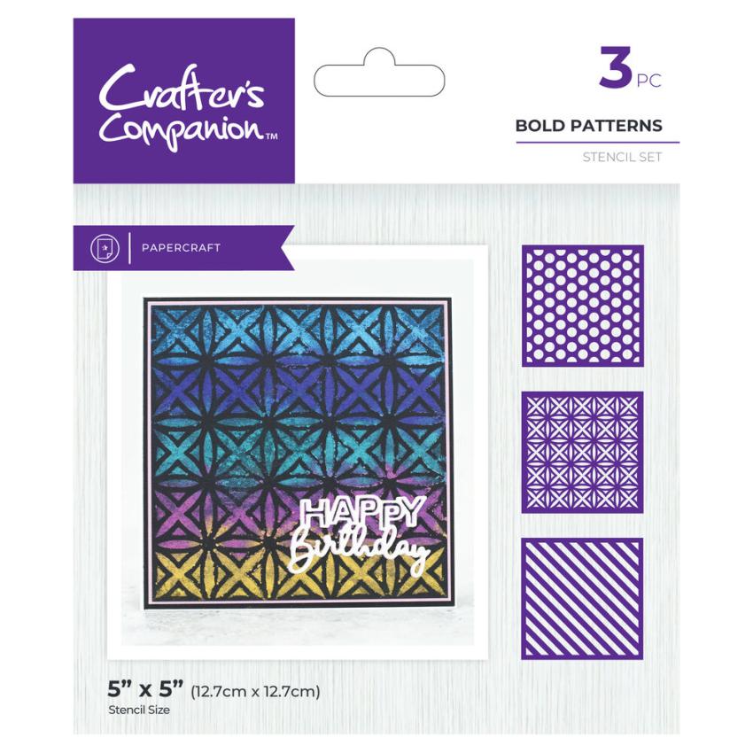 Crafters Companion - Schablone 5x5 Inch "Bold Patterns" Stencil