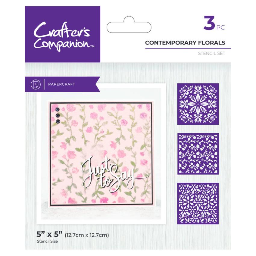 Crafters Companion - Schablone 5x5 Inch "Contemporary Florals" Stencil