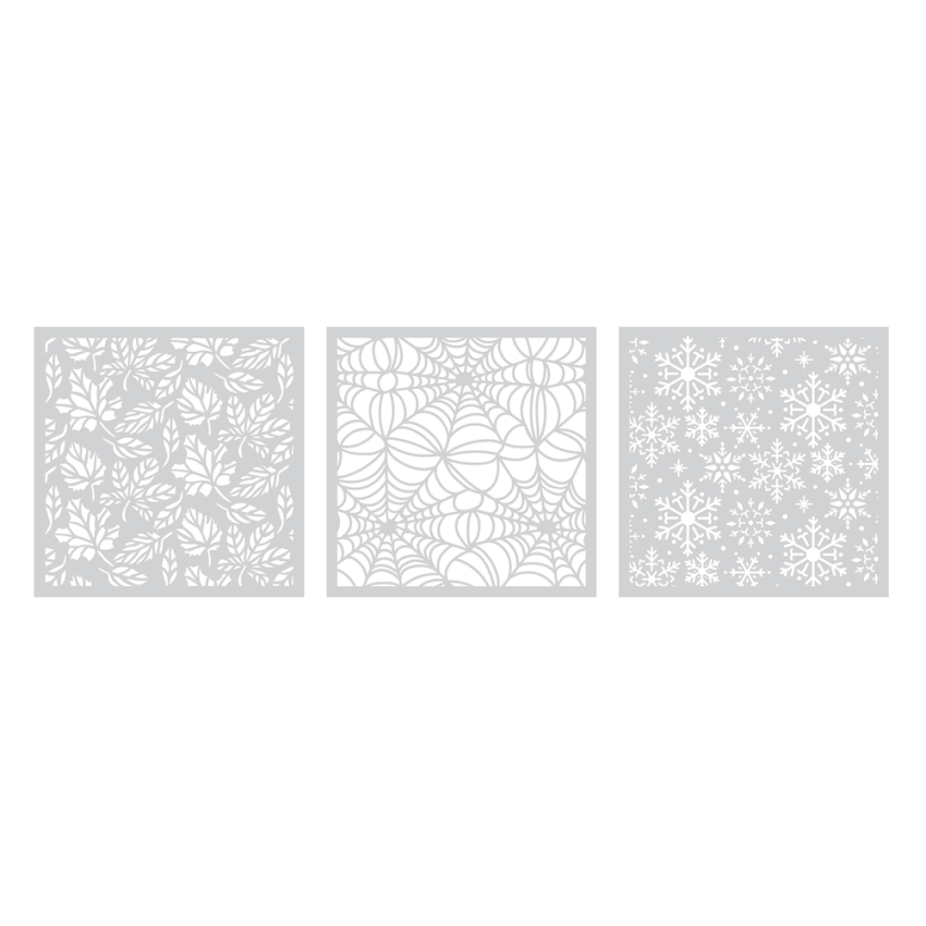 Crafters Companion - Schablone 5x5 Inch "Seasonal Trio" Stencil