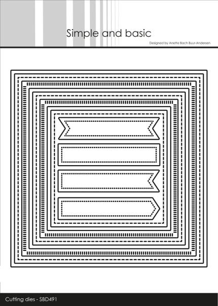 Simple and Basic - Stanzschablone 13,5x13,5cm "Combi Striped Frames - Square" Dies