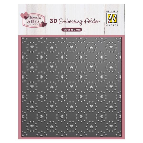 Nellie Snellen - Prägefolder "Hearts & Dots" 3D Embossing Folder 