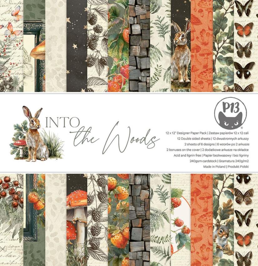 Piatek P13 - Designpapier "Into the Woods" Paper Pack 12x12 Inch - 12 Bogen