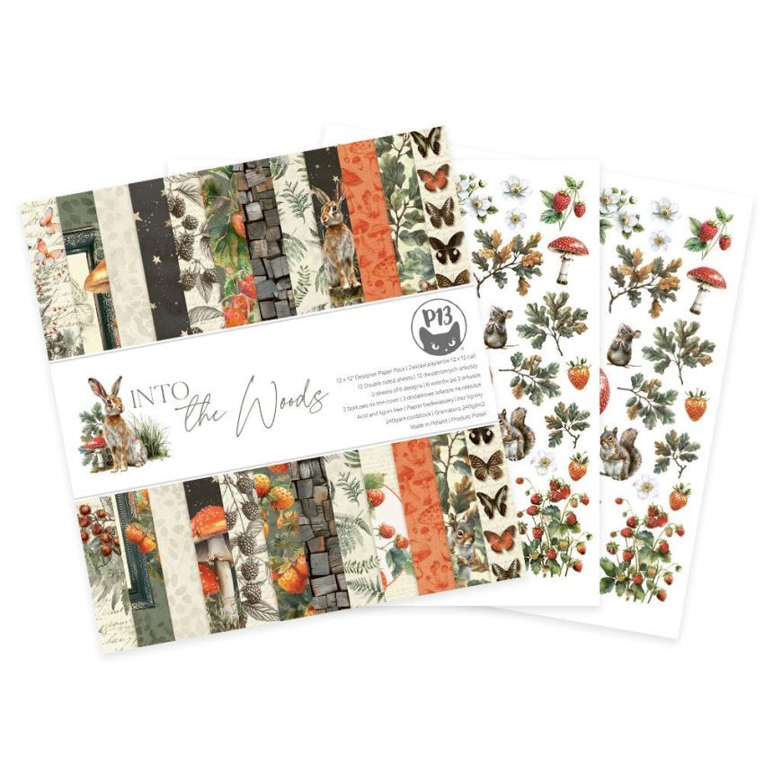 Piatek P13 - Designpapier "Into the Woods" Paper Pack 12x12 Inch - 12 Bogen