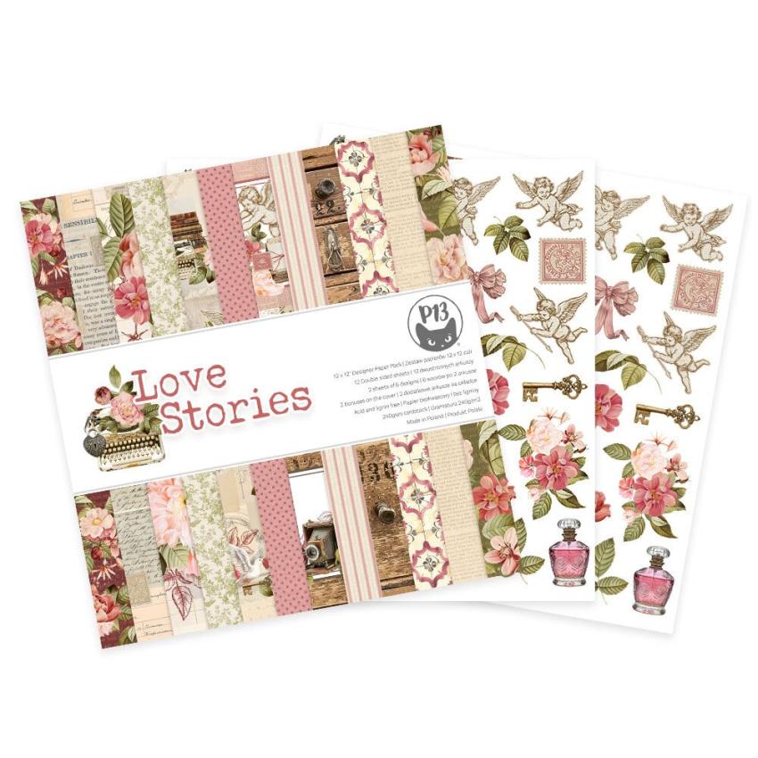 Piatek P13 - Designpapier "Love Stories" Paper Pack 12x12 Inch - 12 Bogen