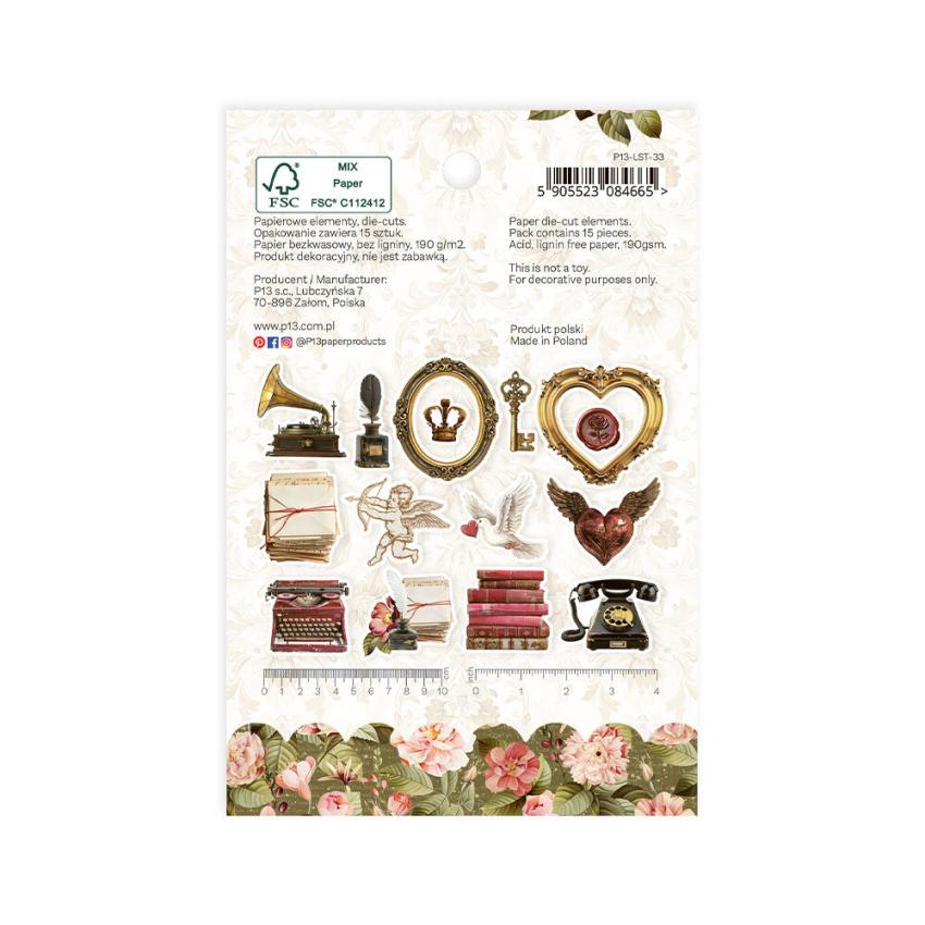 Piatek P13 - Stanzteile "Love Stories" Die Cuts Ephemera