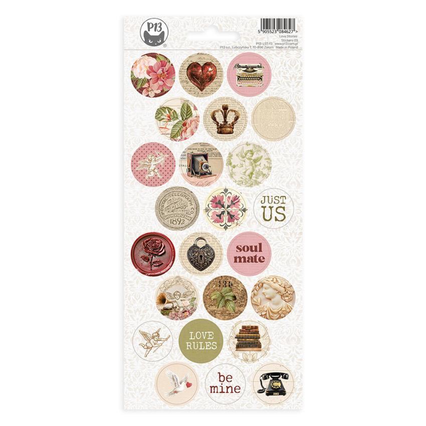 Piatek P13 - Aufkleber "Love Stories" Chipboard Sticker 03