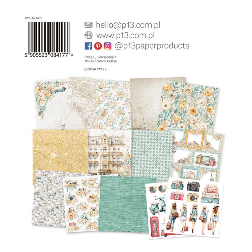 Piatek P13 - Designpapier "Travel Journal" Paper Pack 6x6 Inch - 24 Bogen