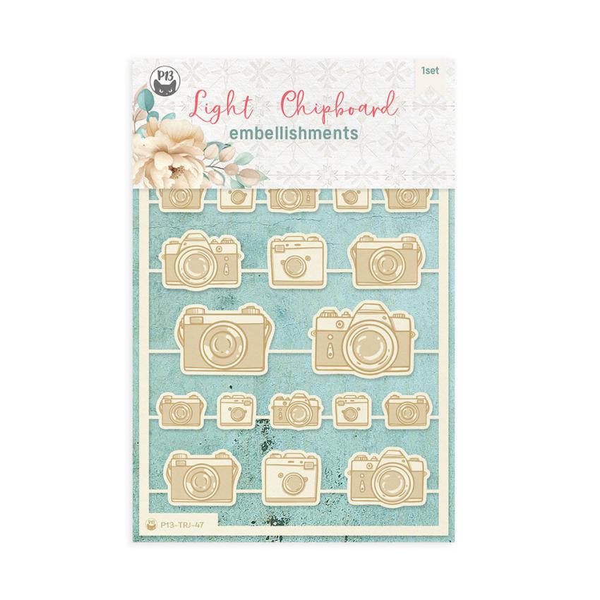 Piatek P13 - Stanzteile "Travel Journal" Chipboard Embellishments 04