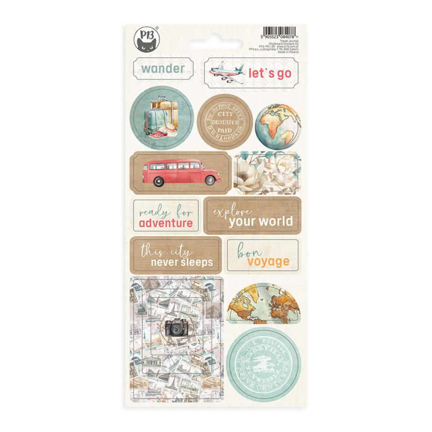 Piatek P13 - Aufkleber "Travel Journal" Chipboard Sticker 02