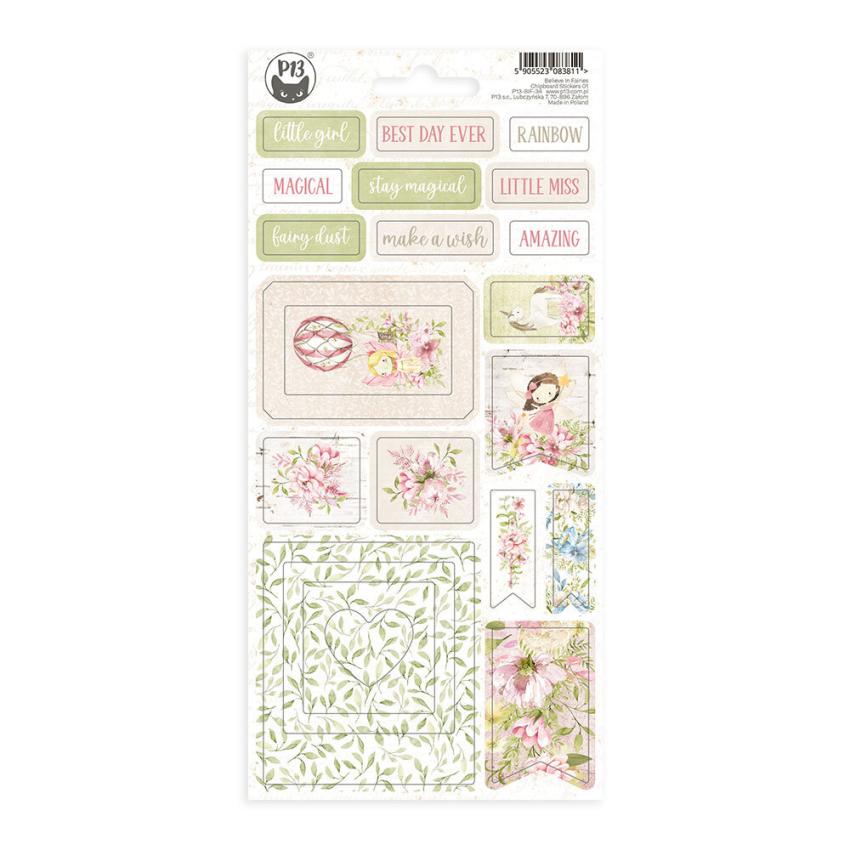 Piatek P13 - Aufkleber "Believe in Fairies" Chipboard Sticker 01