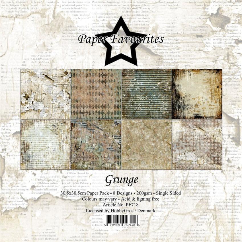 Paper Favourites - Designpapier "Grunge" Paper Pack 12x12 Inch 8 Bogen