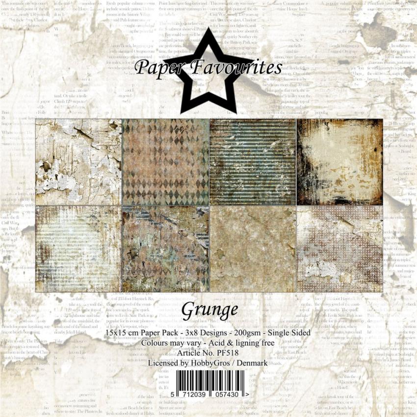 Paper Favourites - Designpapier "Grunge" Paper Pack 6x6 Inch - 24 Bogen