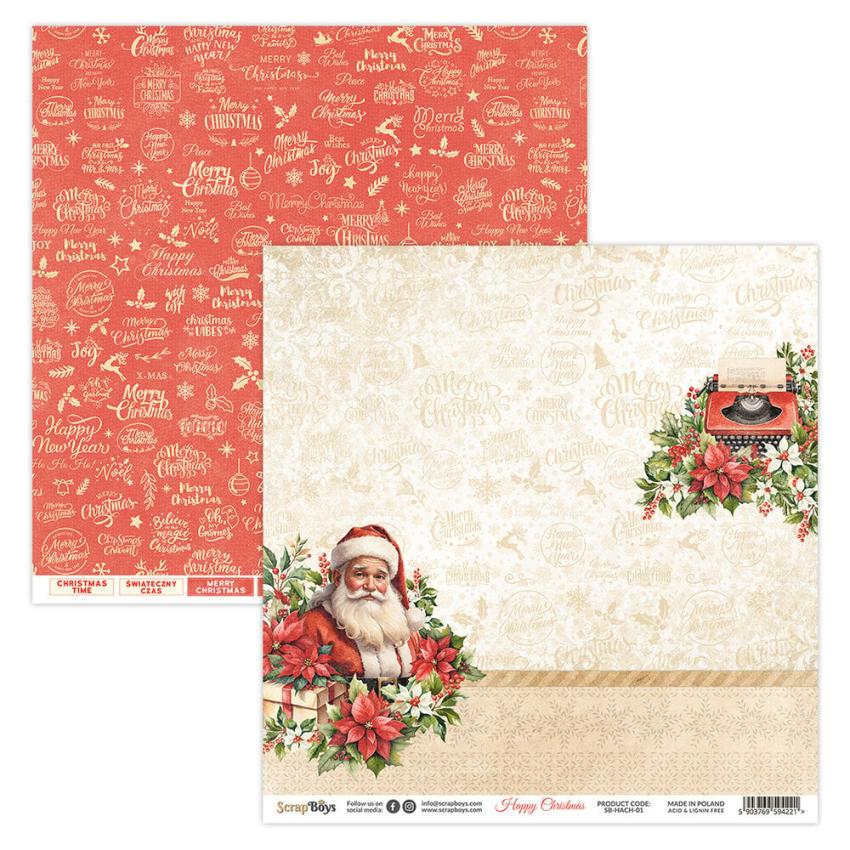 ScrapBoys - Designpapier "Happy Christmas" Paper Pack 12x12 Inch - 12 Bogen