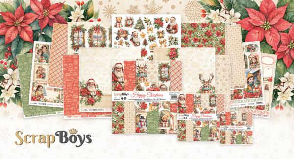 ScrapBoys - Stanzteile "Happy Christmas" Pop Up Paper Pack 6x6 Inch - 24 Bogen