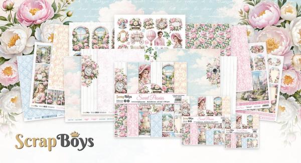 ScrapBoys - Stanzteile "Sweet Peonies" Pop Up Paper Pack 6x6 Inch - 24 Bogen