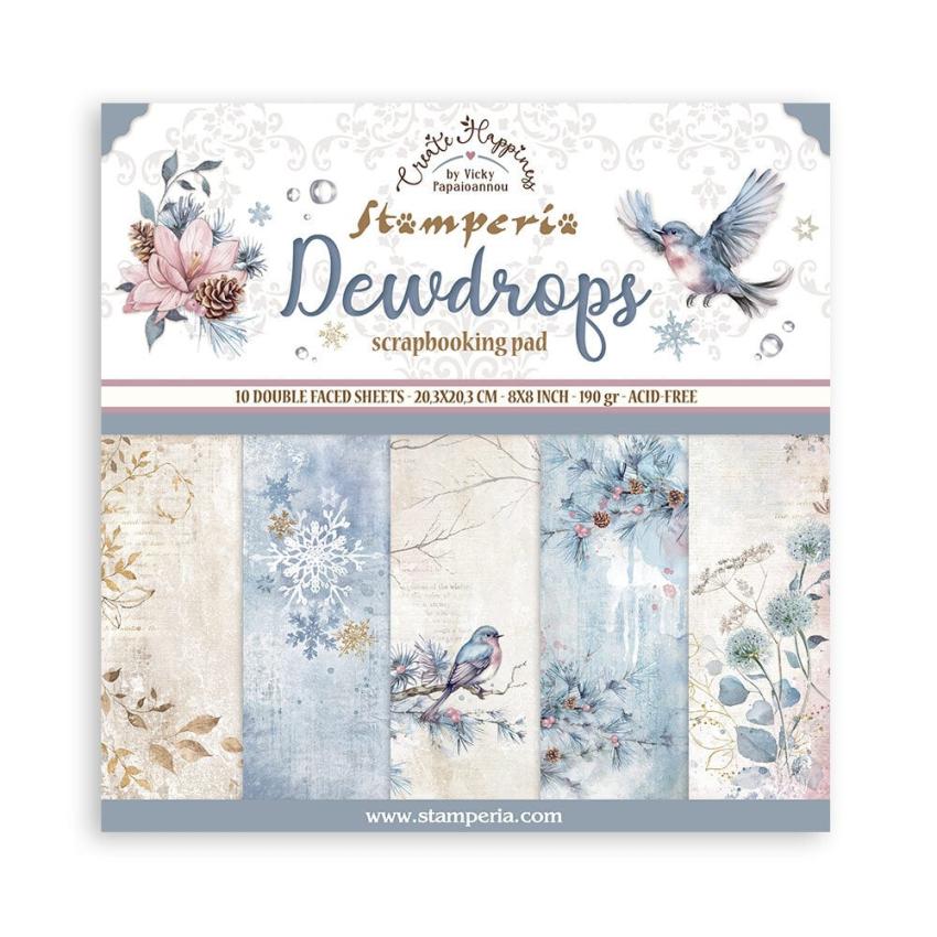 Stamperia - Designpapier "Create Happiness Dewdrops" Paper Pack 8x8 Inch - 10 Bogen