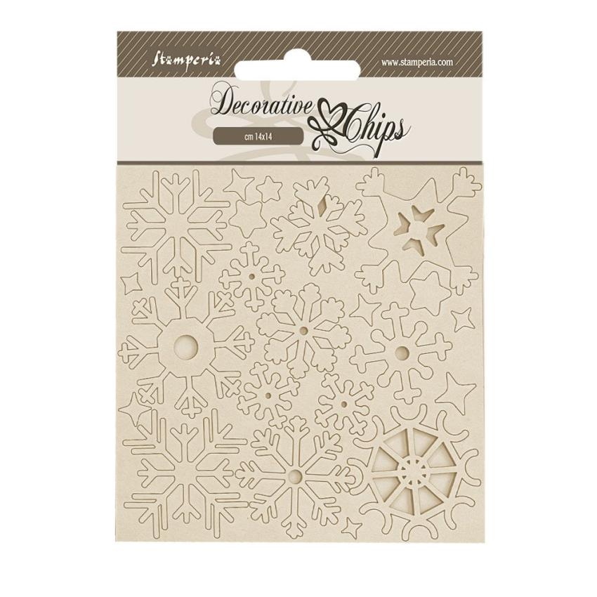 Stamperia - Holzteile 14x14 cm "Snowflakes" Decorative Chips