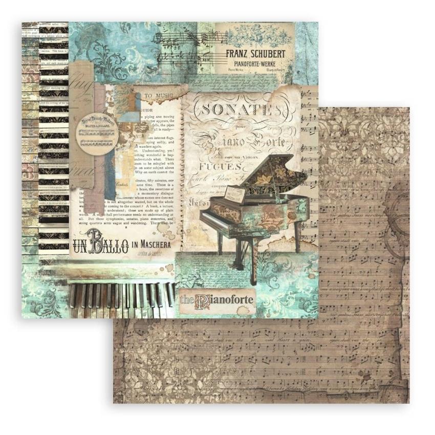 Stamperia - Designpapier "Music" Paper Pack 8x8 Inch - 10 Bogen