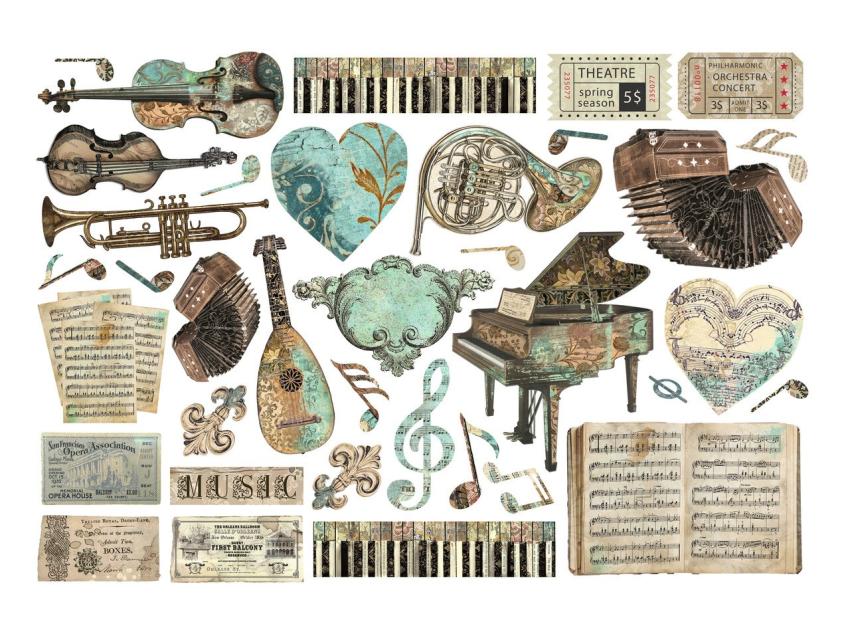 Stamperia - Stanzteile "Music" Die Cuts Ephemera