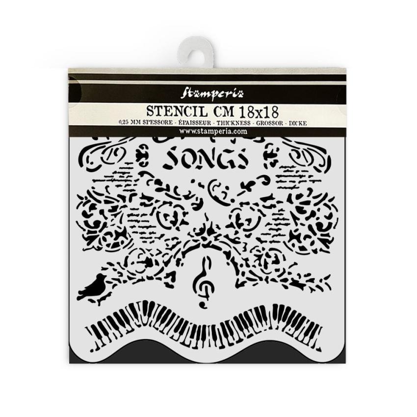 Stamperia - Schablone 18x18cm "Songs And Piano" Stencil  