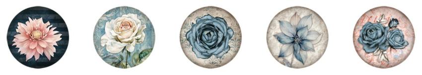 Studio Light - Aufkleber "Vintage Flower" Round Stickers on Roll