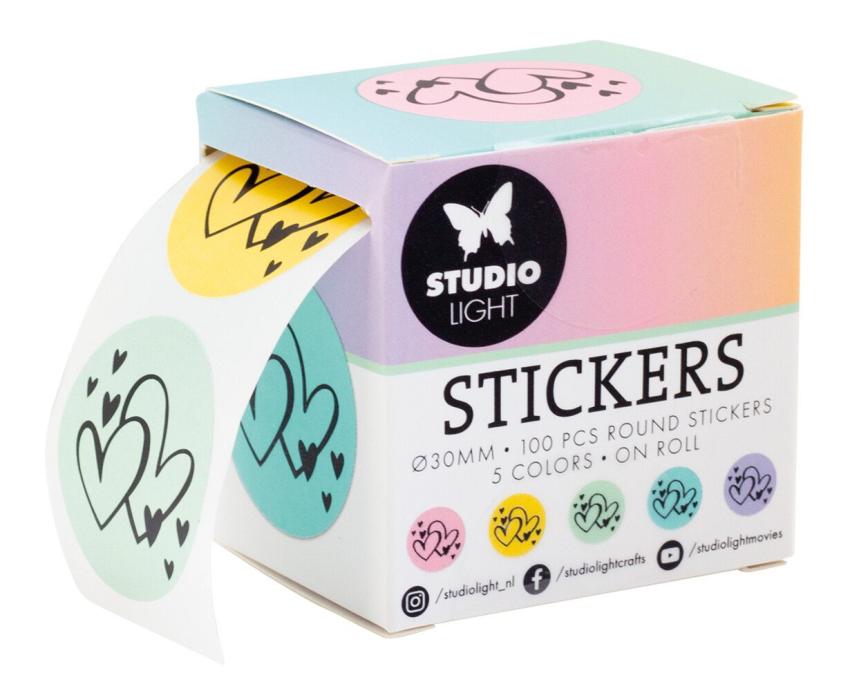 Studio Light - Aufkleber "Hearts" Round Stickers on Roll