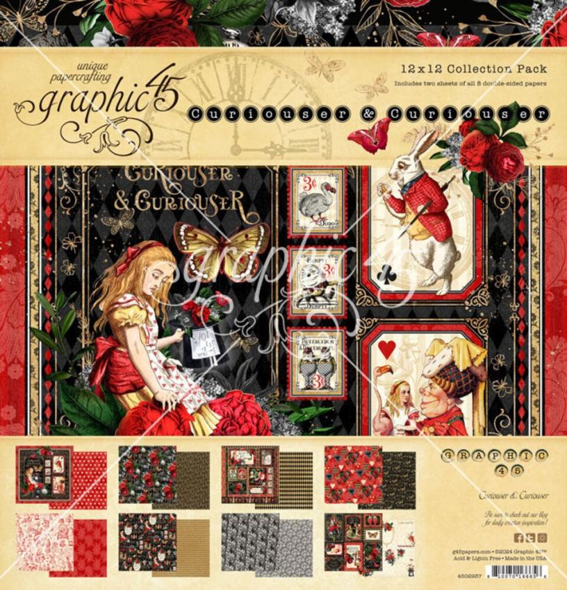 Graphic 45 - Designpapier "Curiouser & Curiouser" Collection Pack 12x12 Inch - 16 Bogen