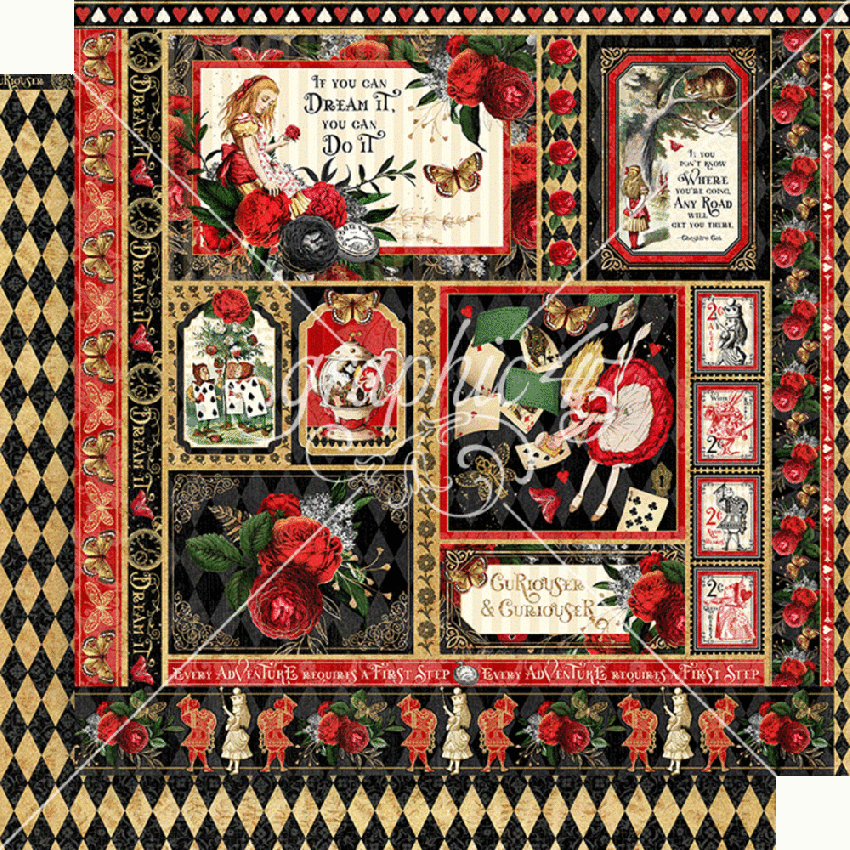 Graphic 45 - Designpapier "Curiouser & Curiouser" Collection Pack 12x12 Inch - 16 Bogen