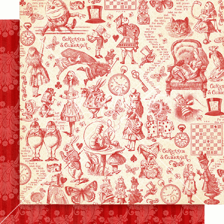 Graphic 45 - Designpapier "Curiouser & Curiouser" Collection Pack 12x12 Inch - 16 Bogen