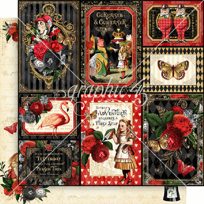 Graphic 45 - Designpapier "Curiouser & Curiouser" Collection Pack 12x12 Inch - 16 Bogen