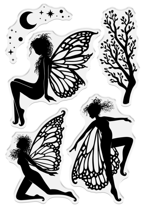 Crafters Companion - Stempelset "Fluttering Fairies" Clear Stamps